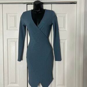 Fashion Nova Teal Long Sleeve Dress